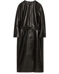 ARKET - Belted Leather Coat - Lyst