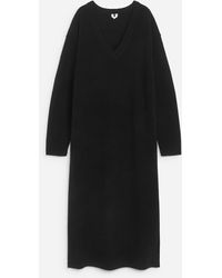 ARKET - V-Neck Wool Dress - Lyst