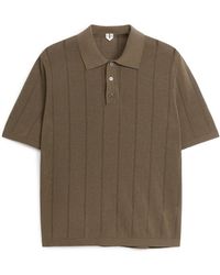 ARKET - Pointelle-knit Polo Shirt - Lyst