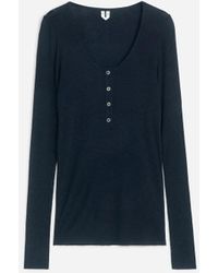 ARKET - Wool Jersey Henley Top - Lyst