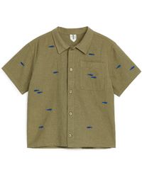 ARKET - Embroidered Linen-cotton Shirt - Lyst