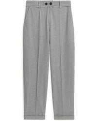 ARKET Tapered Wool Trousers - Grey