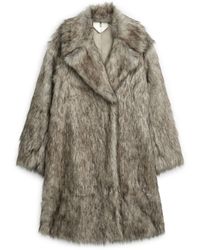 ARKET - Faux Fur Coat - Lyst