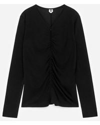 ARKET - Gathered Half-Zip Top - Lyst