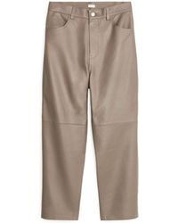 ARKET Tapered Leather Trousers - Natural