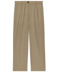 ARKET Straight Wool Blend Trousers - Natural