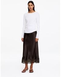 ARKET - Lace-Detail Satin Skirt - Lyst