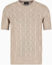 Emporio Armani - Embossed Textured Lyocell-blend Jumper With An Op-art Motif - Lyst