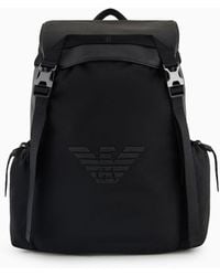 Emporio Armani - Asv Regenerated Saffiano And Recycled Nylon Backpack - Lyst