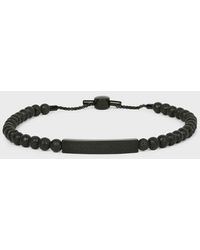 Emporio Armani Armband mit Perlen und Edelstahlschild - Schwarz