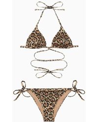Emporio Armani - Sustainability Values Capsule Collection All-over Print Padded Triangle Bikini - Lyst