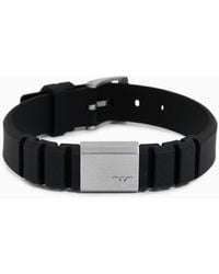 Emporio Armani - Black Silicone And Stainless Steel Id Bracelet - Lyst