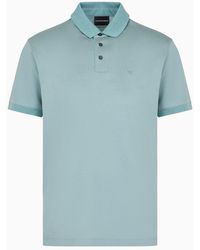 Emporio Armani - Striped Asv Lyocell-blend Jersey Polo Shirt - Lyst