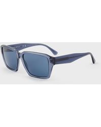 Emporio Armani Sonnenbrille Mit Rechteckiger Fassung Für Herren - Blau