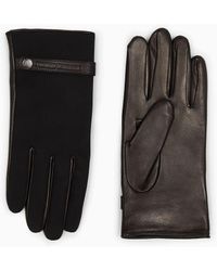 Emporio Armani - Nylon And Lambskin Nappa Leather Gloves - Lyst