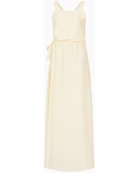 Emporio Armani - Drawstring Dress With Crossover Shoulder Straps And All-over Rectangle Motif - Lyst