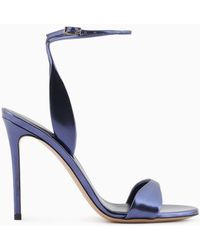 Giorgio Armani - Lamé-leather Heeled Sandals - Lyst