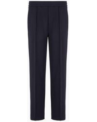 Emporio Armani - Soft Wool-blend Cloth Trousers With Ribs And Elastic Waist - Lyst
