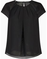 Emporio Armani - Pleated Georgette Short-sleeved Blouse - Lyst