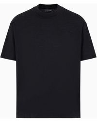 Emporio Armani - T-shirt Aus Heavy Jersey Mit Geprägtem Maxi-logo - Lyst