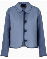 Emporio Armani - Single-breasted Jacket In Flowing Matte Fabric With Passementerie Trim - Lyst