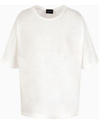 Giorgio Armani - Embroidered Crew-neck T-shirt In Pure Cotton Jersey - Lyst