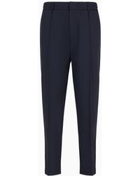 Emporio Armani - Travel Essentials Trousers In Nylon With Ribbing And Elasticated Waist - Lyst