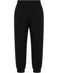 Emporio Armani - Double-jersey Trousers With Crease And Stretch Ankle Cuffs - Lyst