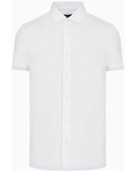 Emporio Armani - Kurzärmeliges Hemd Aus Gemischtem Jersey- - Lyst