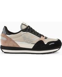 Emporio Armani - Suede Sneakers With Reflective And Nylon Details - Lyst