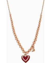 Emporio Armani - Rose Gold-tone Brass Beaded Necklace - Lyst