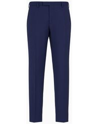 Emporio Armani - Trousers In Natural Stretch Tropical Light Wool - Lyst