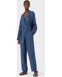 Womens Clothing Jumpsuits and rompers Full-length jumpsuits and rompers Save 34% Emporio Armani Poliestere Jump Suit in Blue 