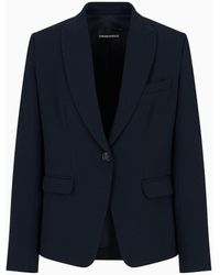 Emporio Armani - Asv Single-breasted Jacket In Recycled Techno Crêpe - Lyst