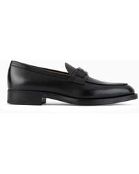 Giorgio Armani - Leather Logo Loafers - Lyst