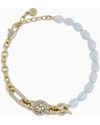 Emporio Armani - Gold-tone Brass And White Fresh Water Pearls Station Bracelet - Lyst