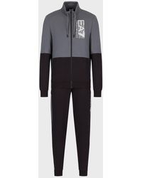 Emporio Armani Visibility Cotton Tracksuit With Contrasting Logo - Blue