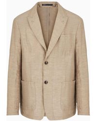 Giorgio Armani - Viscose And Linen Canvas Single-breasted Jacket - Lyst