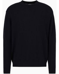 Emporio Armani - Mock-neck Jumper In Virgin Wool With A Micro-textured Weave - Lyst