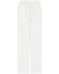 Emporio Armani - Pantalones Con Cintura Elástica Y Cinturón Tubular De Crepé Texturizado - Lyst