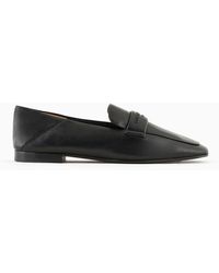Emporio Armani - Nappa Leather Loafers With Embossed Logo - Lyst