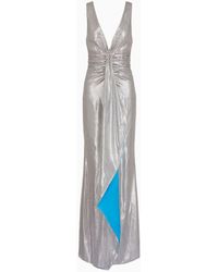 Giorgio Armani - Lurex And Tulle Long Dress With Rhinestone Embroidery - Lyst