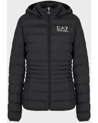 Emporio Armani Core Lady Packable Hooded Puffer Jacket With Zip - Black
