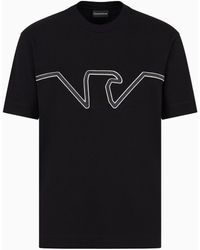 Emporio Armani - Asv Heavyweight Jersey T-shirt With Raised Logo Embroidery - Lyst