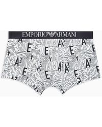 Emporio Armani - Eng Anliegende Boxershorts Mit Auffälligem Allover-logo-print - Lyst
