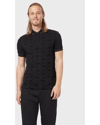 Emporio Armani Flock Polo Shirt - Black