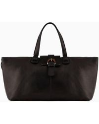 Giorgio Armani - Nappa Leather Duffel Bag With Bamboo Detail - Lyst