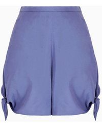 Emporio Armani - Shorts With Bows In A Flowing, Washed Matte Fabric - Lyst