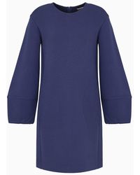 Emporio Armani - Double Jersey Dress With Balloon Sleeves - Lyst