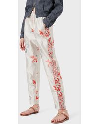 Emporio Armani - Fil Coupé Trousers With Exotic Floral Jacquard Motif - Lyst